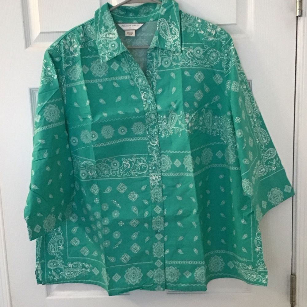 Allison Daley Teal Paisley Shirt